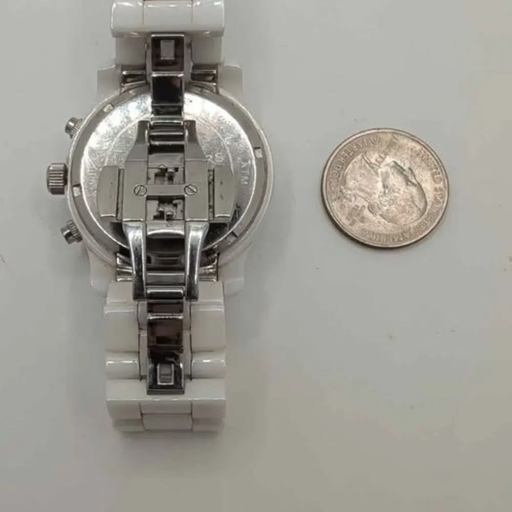 Michael Kors MK5161 Women's Runway White Ceramic Chronograph Watch NEW BATTERY